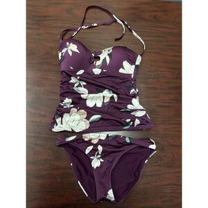 Athleta Tankini and Bottoms Purple Floral Bathing Suit Size XXS